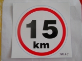 Bezpečnostná samolepka Výstražny symbol  ,,povolená rýchlosť 15 km ´´