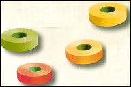 Etikety cenové do strojčekov farebné, 3 radové, zelené 29 x 28 mm na tip: BLITZ