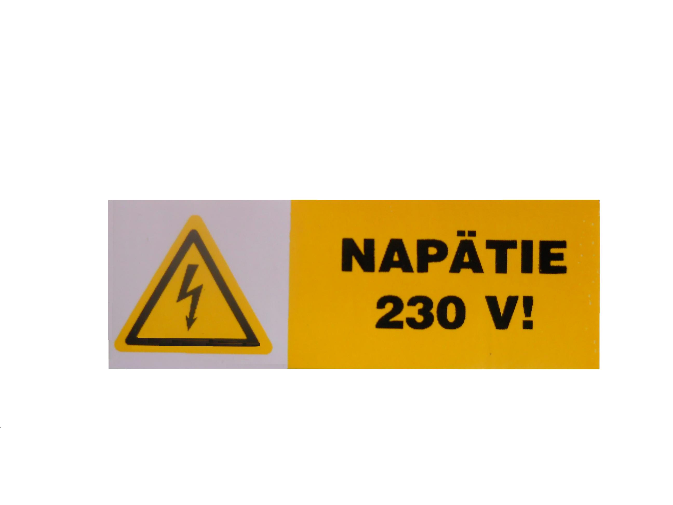 Bezpečnostná samolepka Výstražny symbol  ,,El. napätie 230 V !´´ / 0,75 € s DPH 