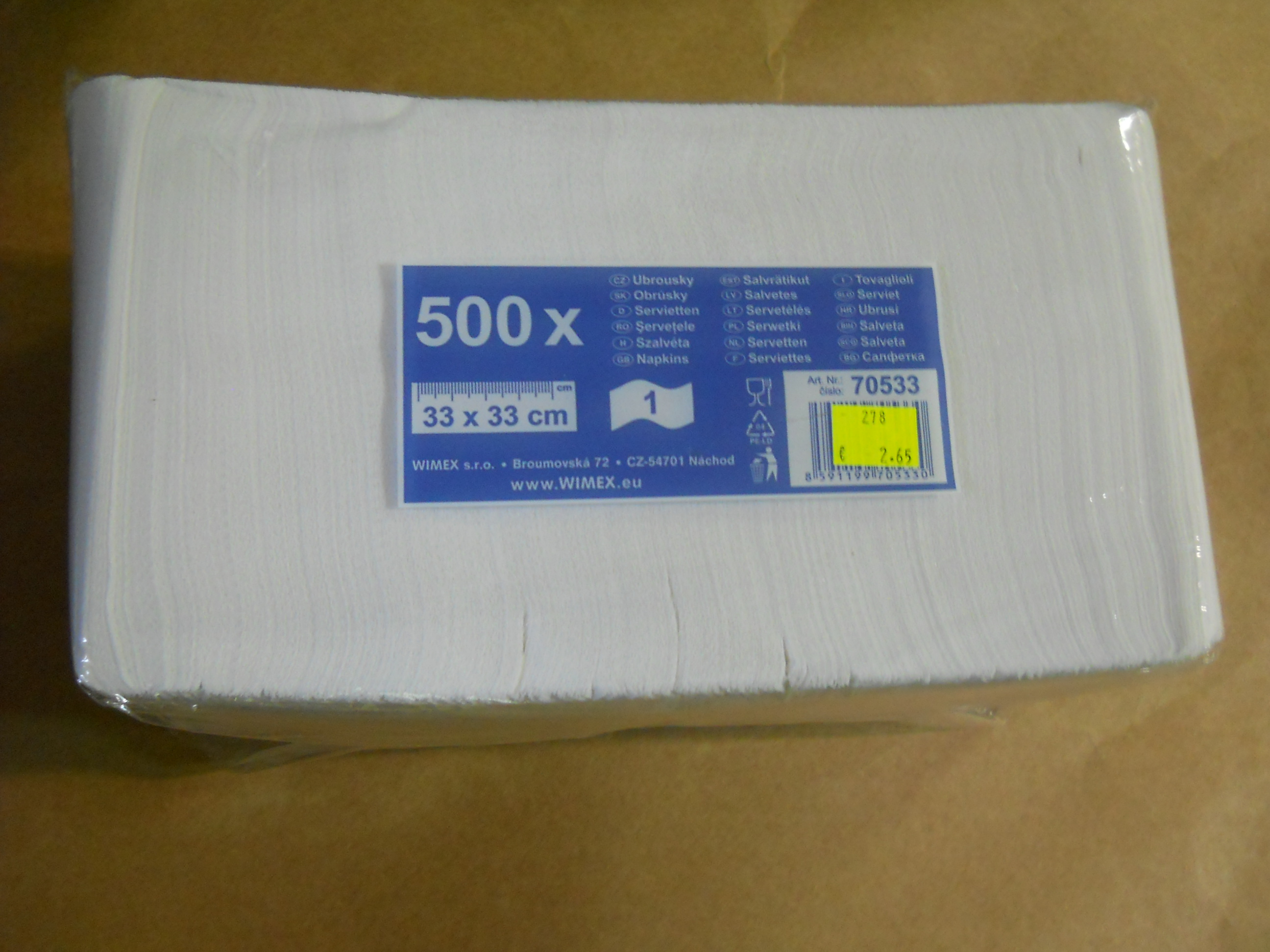 Obrúsky GASTRO biele 33 x 33/ 500 ks 5,95 €