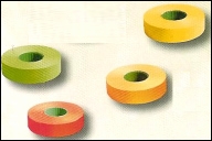 Etikety cenové do strojčekov farebné, 3 radové, oranžove29 x 28 mm na tip: BLITZ