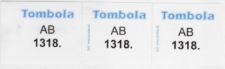 Tombolové lístky 1-100, AA,AB, s dodatkom čísiel 1O001 - 10100,./ 0,99 €
