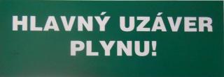 Bezpečnostná samolepka Výstražny piktogram  Hlavný uzáver plynu  9 x 20, cm