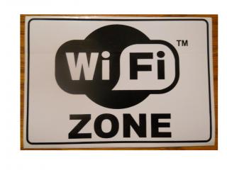 Bezpečnostná samolepka piktogram Wi Fi  zóna 10,5 x 15 cm, 