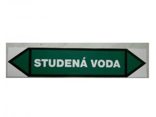 Bezpečnostná samolepka smer toku studená voda  12,5 x 2,5 cm/ 1,39 €