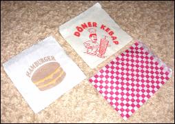 Vrecká na hamburger DONER kebab 15 x 15 cm/ 100 ks/ 1,39 € 